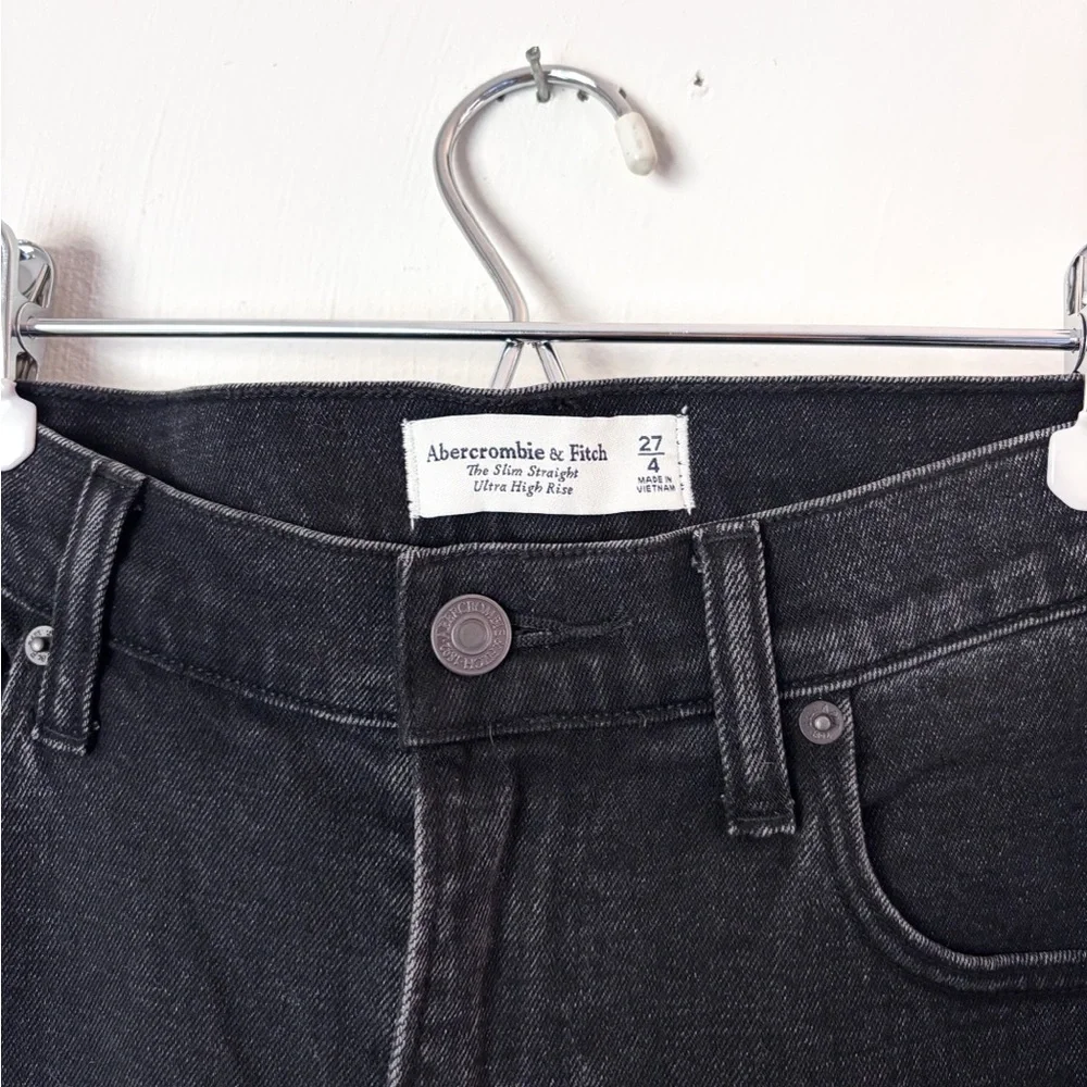 Abercrombie & Fitch Jeans Slim Straight Super High Rise Black Size 4 - Picture 2 of 2
